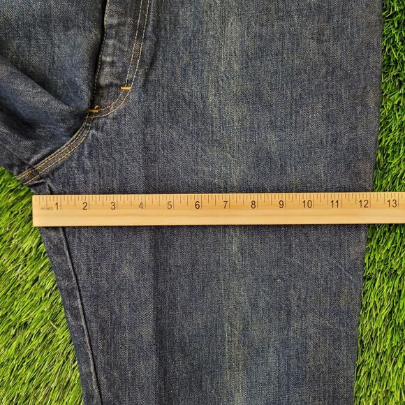 Vintage 60s LEE Bootcut Jeans 36x34 Creased TALON Dark-Wash - Picture 14 of 16